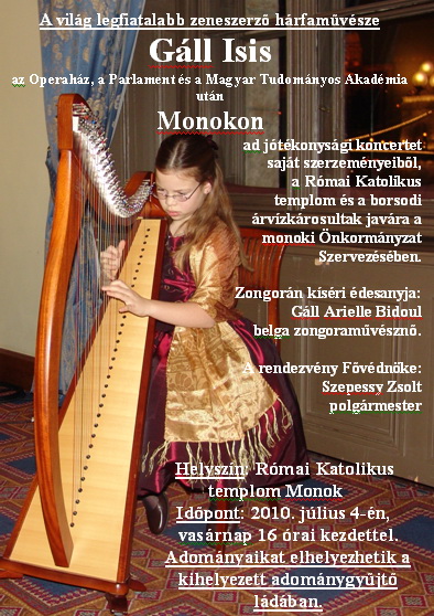 A világ legfiatalabb zeneszerző hárfaművésze Monokon