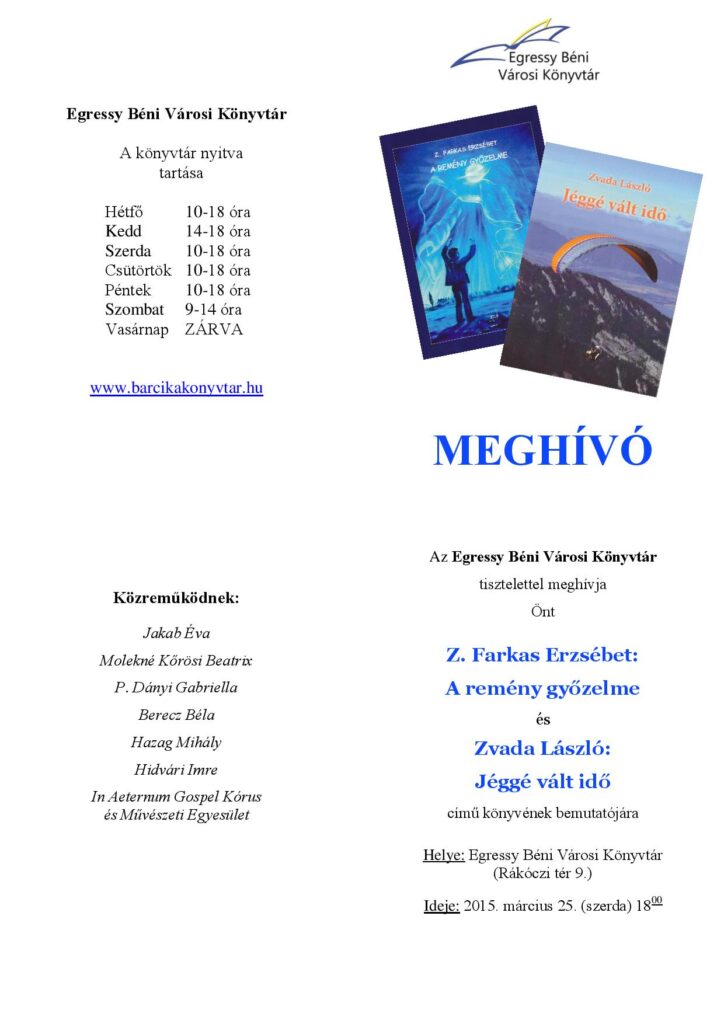 Meghívó – Könyvbemutató