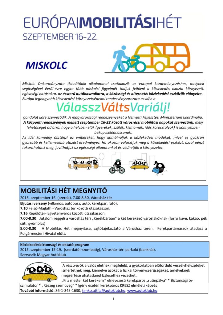 Mobilitási Hét – Miskolc 2015.