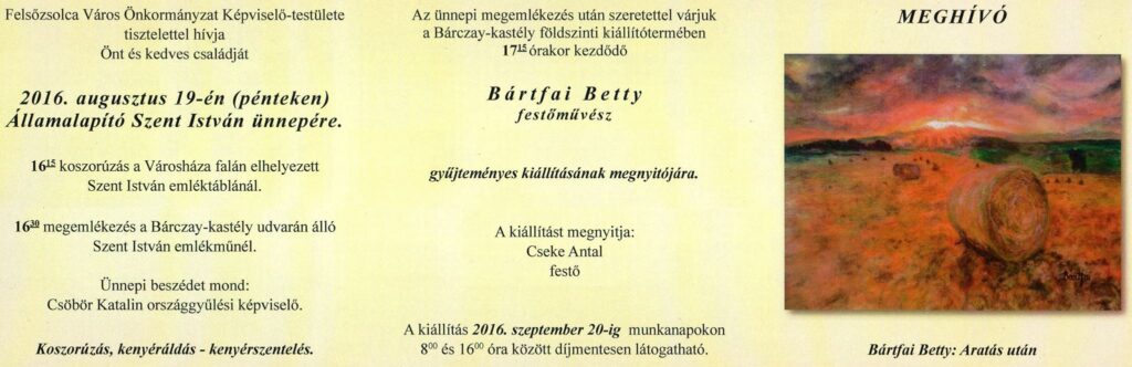 Bártfai Betty kiállítása a Bárczy kastélyban