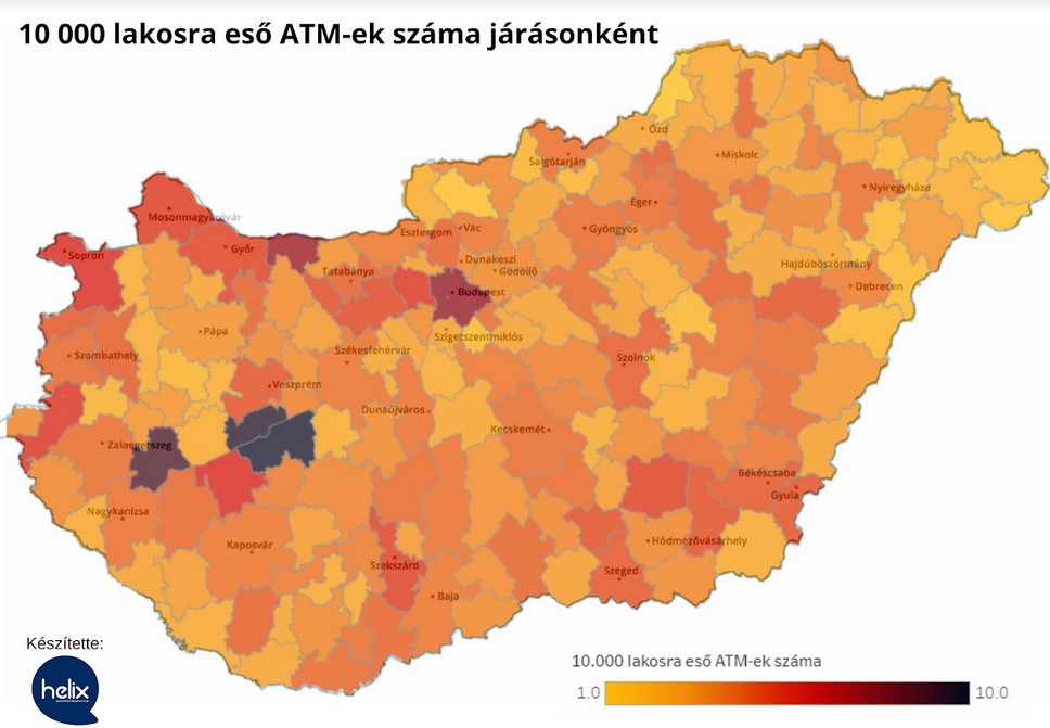 Tízszeres különbségek az országban ‒ térképen az ATM-helyzet