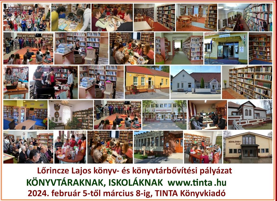 A TINTA Könyvkiadó 5 millió Ft keretösszeggel kiírta a Lőrincze Lajos 2024. könyv- és könyvtárbővítési pályázatot