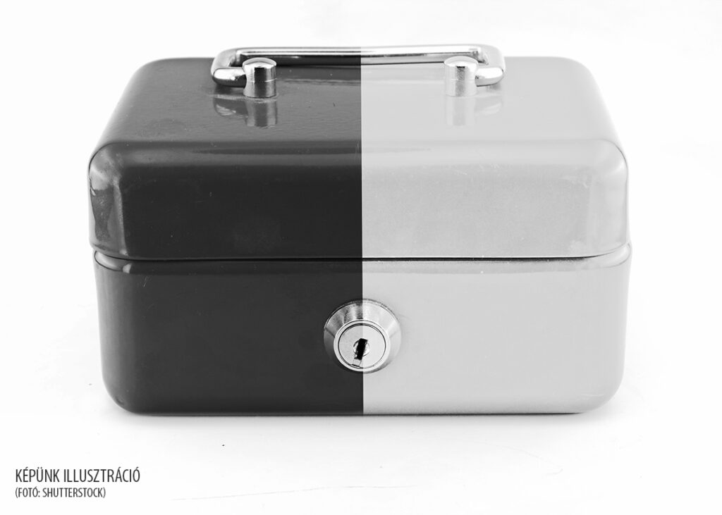 green cash box on white background