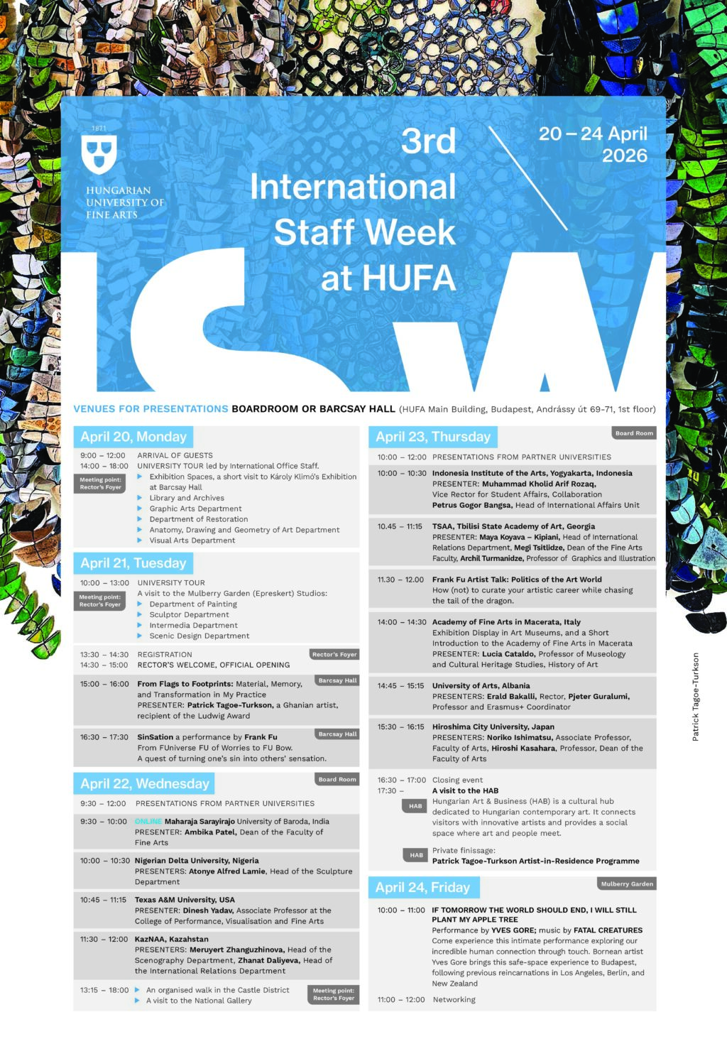 Nemzetközi hét a Képzőművészeti Egyetemen-2026.04.20.-24.