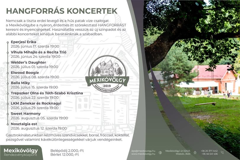 Mexikóvölgy-Hangforrás koncertek