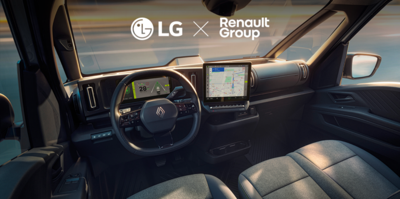 AZ LG INTEGRÁLT UTASTÉRI MEGOLDÁST SZÁLLÍT  A RENAULT GROUP  ELSŐ SZOFTVERALAPÚ HASZONGÉPJÁRMŰVÉHEZ