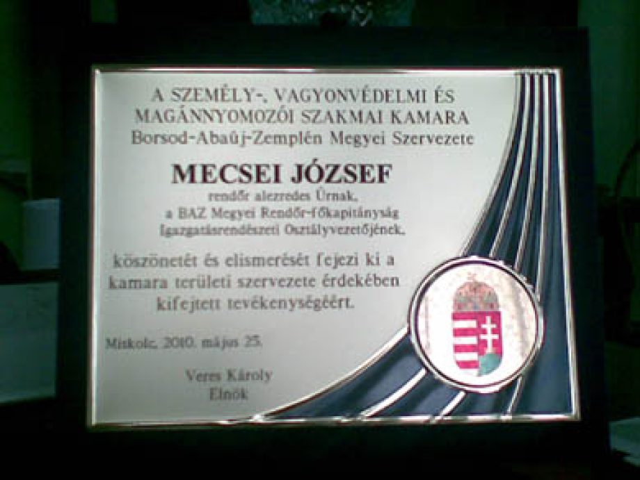 Kamarai elismerés az igazgatásrendészeti osztályvezetőnek