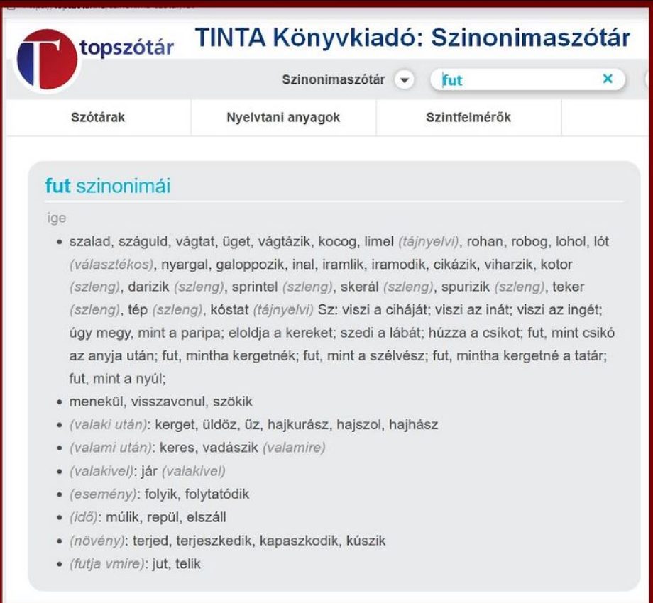 szinonímaszótár